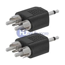 2x Dual 2-RCA Male Plug to 3.5mm 1/8" Mono Plug Y Splitter Audio Cable Adapter