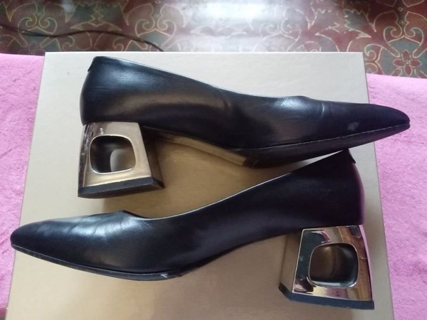 Men Heels Black Leather 39