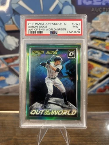 2018 AARON JUDGE Panini Donruss Optic Out Of This World Green /5 PSA 9