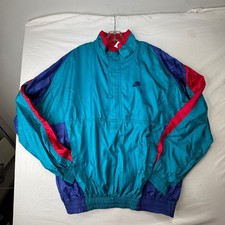 Vtg Nike Windbreaker Jacket Colorblock Half Zip Pullover Teal Purple Red Size L