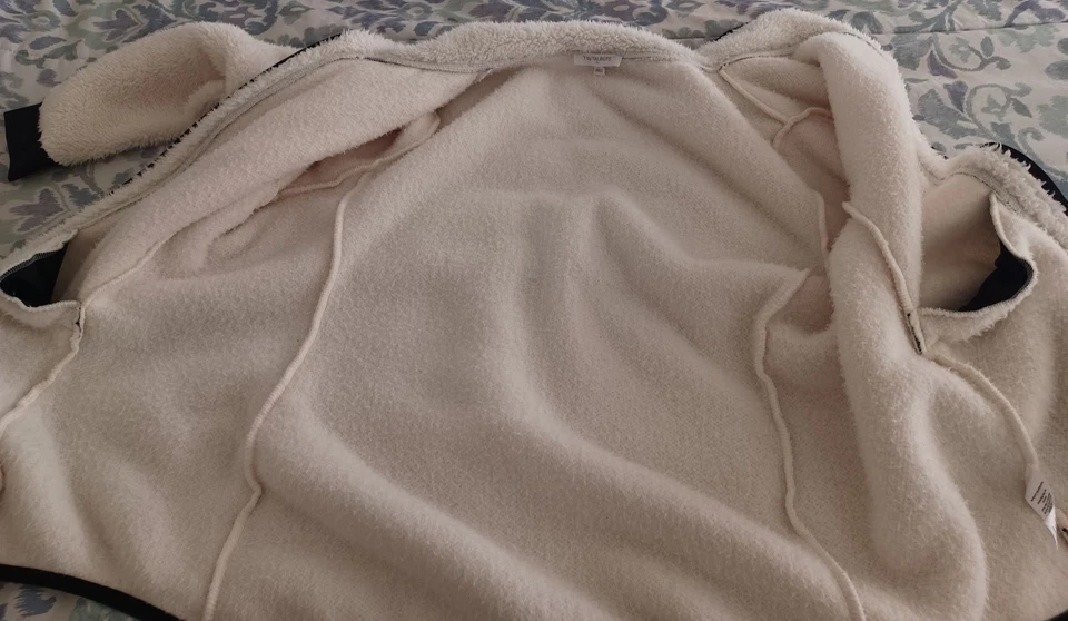 Chaqueta polar T by Talbots XL cremallera completa para mujer ribete crema/negro - peluche Sherpa Foto 4 de 4