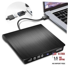 External CD/DVD Drive, Portable USB 3.0  USB-C CD RW Drive, 2-in-1 Detachable