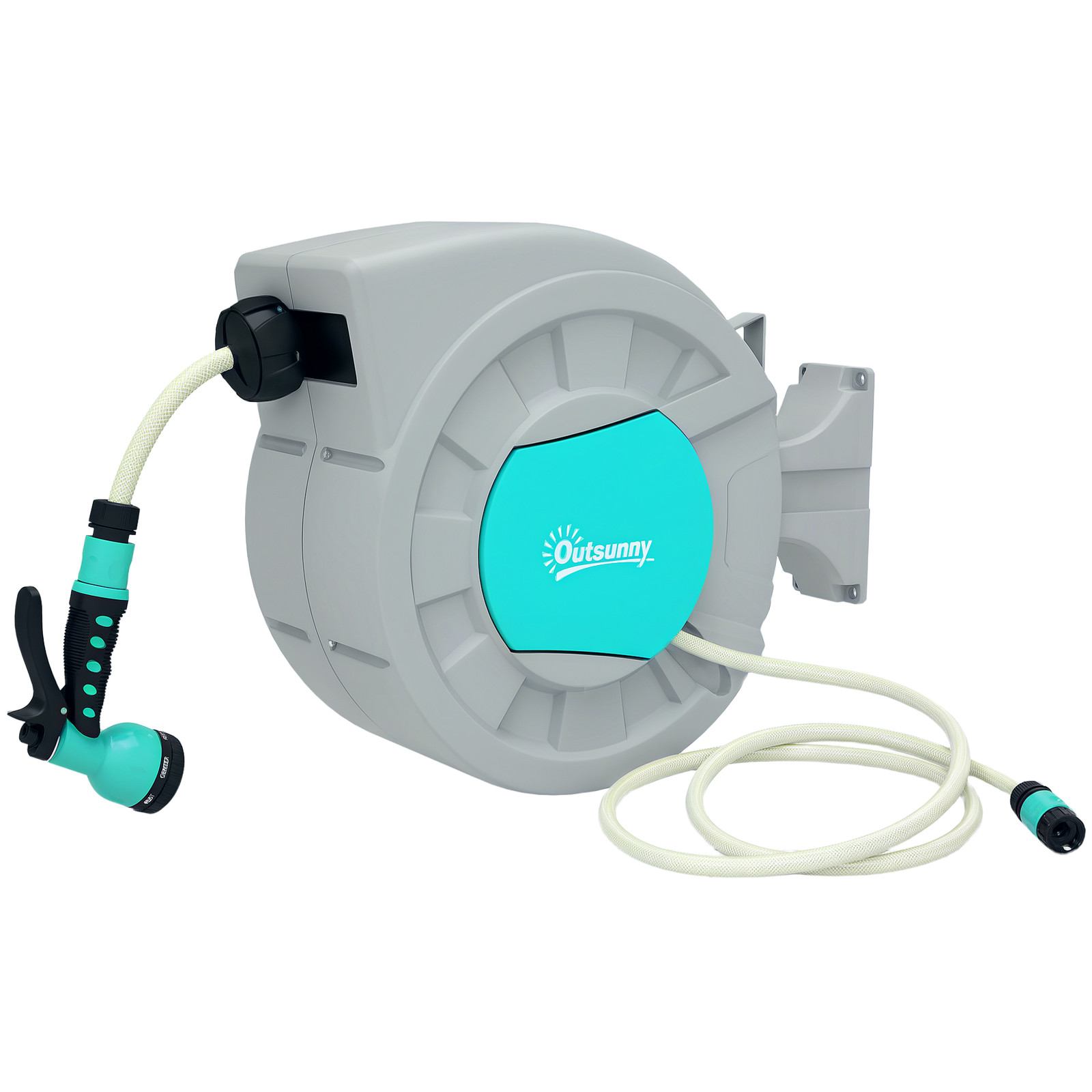 Portatubo Automatico Outsunny 25m - Irrigazione Giardino Senza Nodi