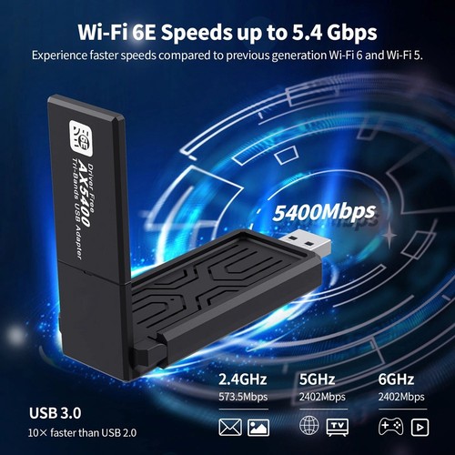 AX5400 WLAN-Adapter USB-Netzwerkkarte WLAN 6e Tri-Band-Dongle für PC-Deskto4371 - Bild 7 von 7