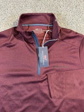 Vineyard Vines Performance 1/4 Zip Pullover Mens LG Maroon Blank Sankaty LS NEW