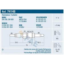 4x Glühkerze für Audi 80 B4 8C2 8C5 A3 8L1 8P1 8PA A4 B5 8D2 8D5 A6 C4 | 24260