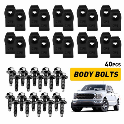 #ad #ad 40x Body Bolts U nut Clips For Ford Truck 5 16 18 x 1 3 16quot; 1 2quot; hex Black EE $17.99