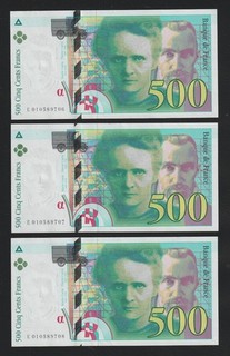 🇨🇵 FRANCE SUITE BILLETS 500F PIERRE MARIE CURIE NEUF 1994 F.76.01 CONSECUTIFS
