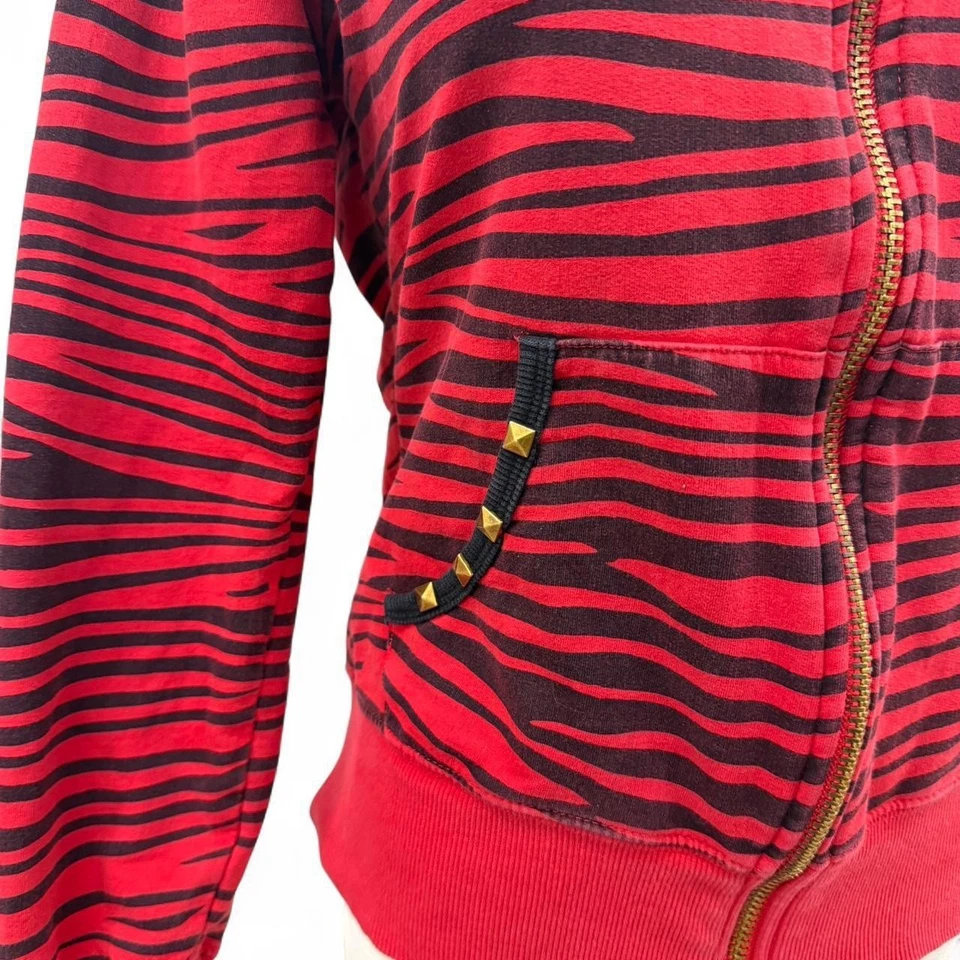 Abbey Dawn Avril Lavigne Cebra Rayas Sudadera con Capucha Orejas y Tachuelas de Gato XL Foto 2 de 4