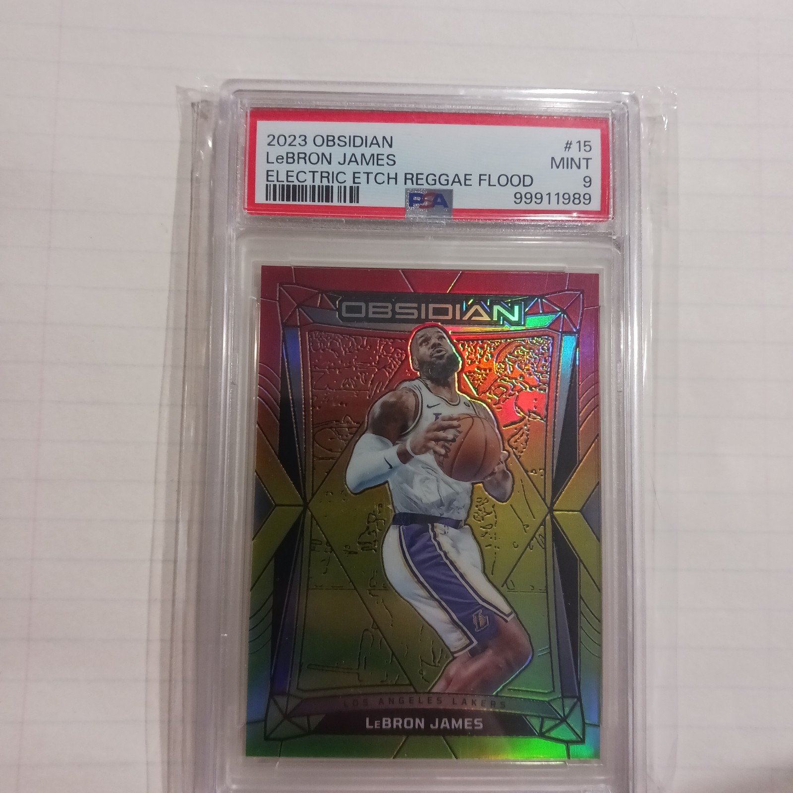 2023 OBSIDIAN LEBRON JAMES REGGAE FLOOD 34/75 PSA 9