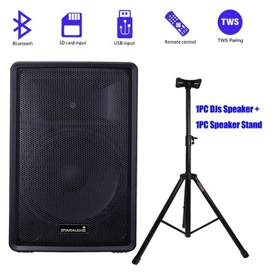 15'' PA Active Speaker Bluetooth DJs Speaker W/ Speaker Stand Height Tripod