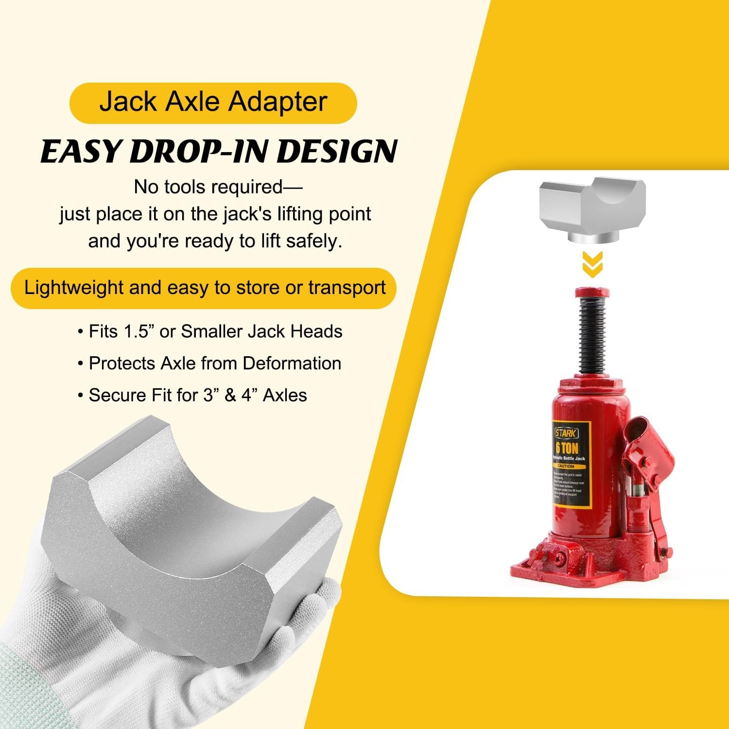 Universal Floor Jack / Bottle Jack Axle Adapter Lifting Saddle Fits Car Truck RV