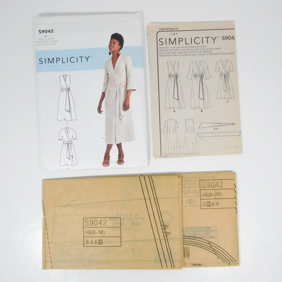 Simplicity 9042 Misses Wrap Dress Pattern Size 6-14 Uncut Sash Tie Sleeveless - Image 2 of 4