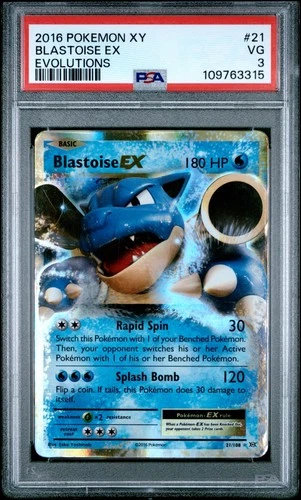 Low Pop 7 - 2016 Pokemon XY Evolutions #21 Blastoise EX Graded PSA 3