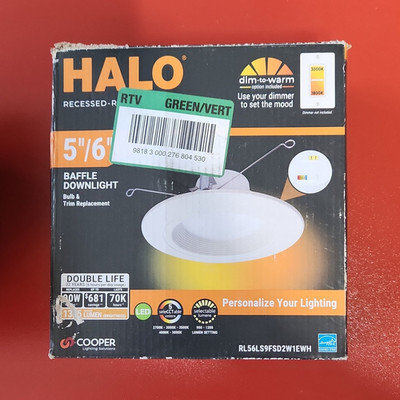 Halo LED Baffle Downlight 5/6'' Selectable Color Dimmable White RL56LS9FSD2W1EWH
