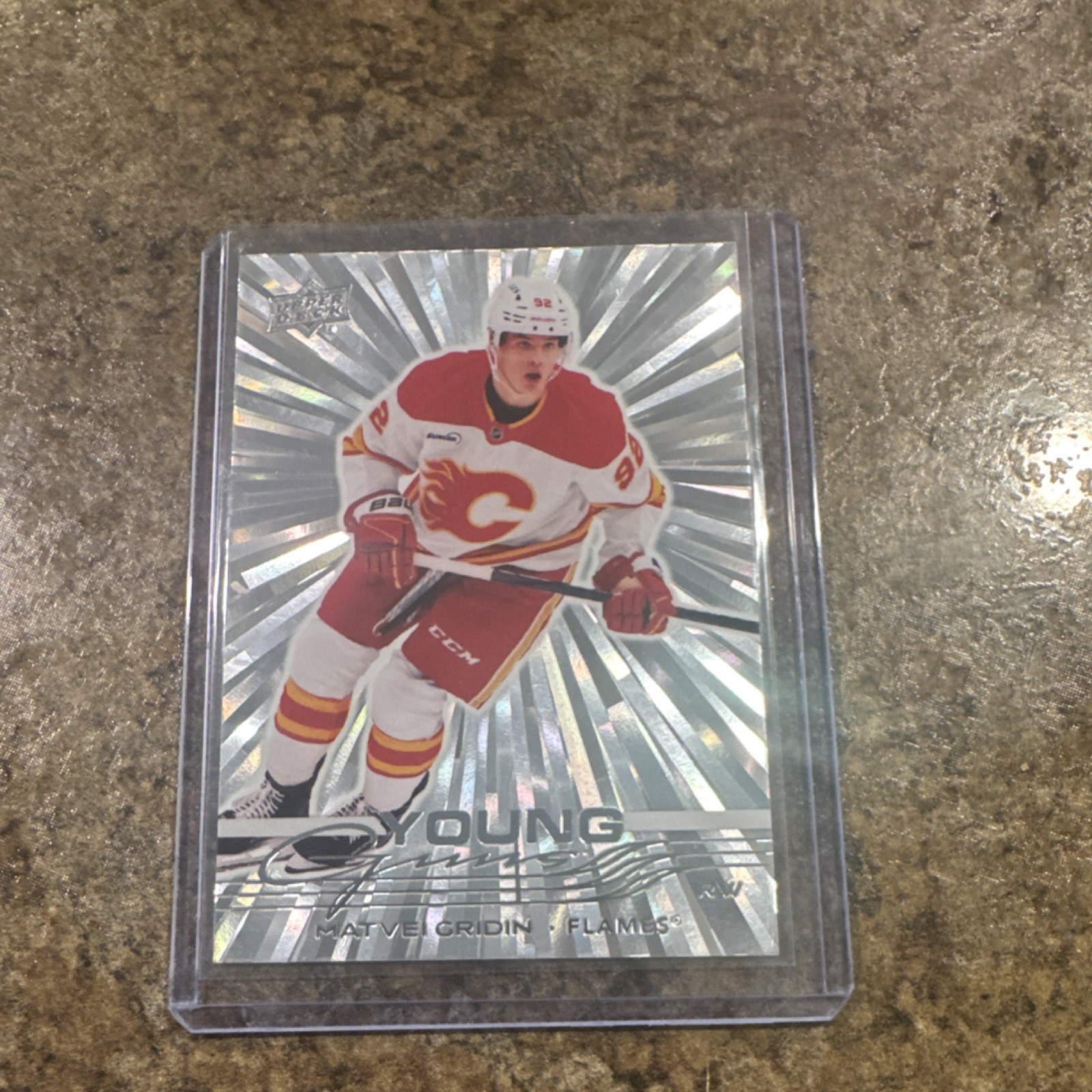 Upper Deck 2025-26 Series 2 Young Guns Outburst Rookie Matvei Gridin #466 Flames