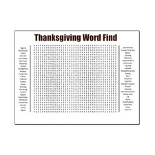 Jumbo Thanksgiving Word Search Poster - 36" x 24" Christams Party Game Posters