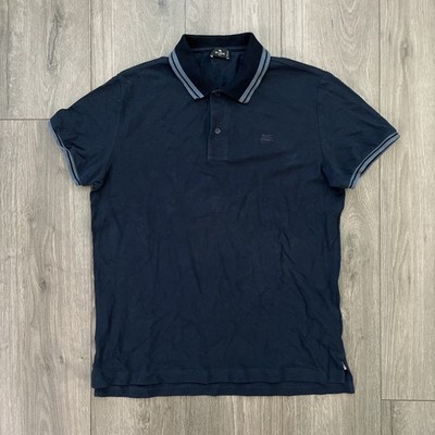 Etro Milano Mens L Knit Polo Shirt Dark Blue Short Sleeve 