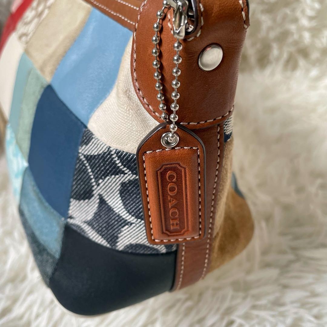 COACH Patchwork Canvas Leather Suede Shoulder Acc… - image 4