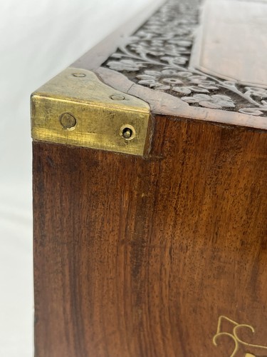 Vintage 9 Drawer Wood & Brass Inlay Jewelry Box Chest Cabinet - Picture 18 of 24