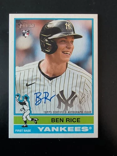 2025 Topps Heritage Ben Rice Real One Auto Autograph RC Rookie #ROA-BRI Yankees