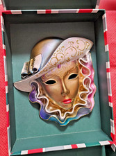 Venezianische Wandmaske aus Keramik handbemalt | Wandschmuck ca.20x20 cm