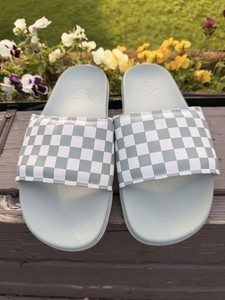 NWOT Vans La Costa Slide Sandals Sage Green Checkerboard Men 9 Women 10.5 La Costa Checkerboard Slide-On Sandal in Iceberg Green  main image 4