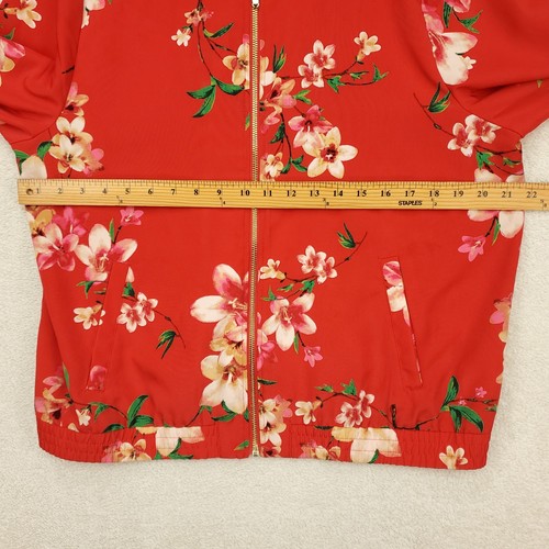 Susan Graver Jacket Womens L Red Floral Full Zip Mid Length Lightweight Casual - Picture 7 of 14