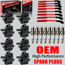 8X Brand OEM Ignition Coil & Spark Plug & Wire For Chevrolet GMC 5.7L 8.1L UF192