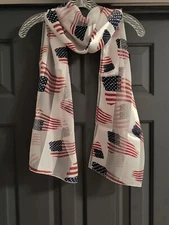 American Flag Print Striped Scarf - Blue or White
