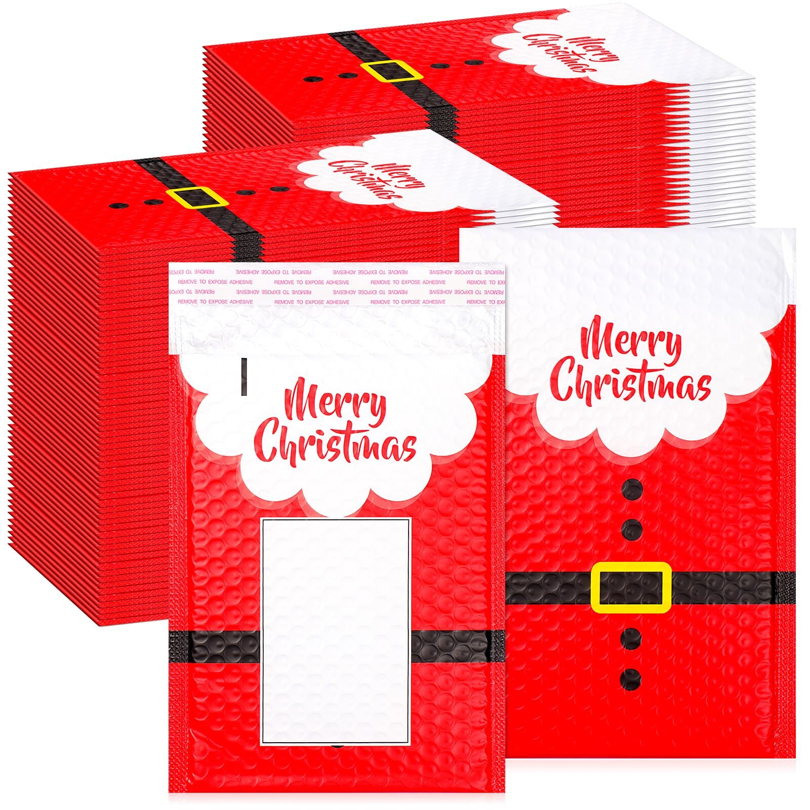 50 Pcs Christmas Santa Suit Bubble Mailers Holiday Padded Envelopes for Gifts
