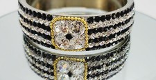 Crystal Bangle Bracelet Wedding Pom Party Stage Chunky Floral Flower Couture