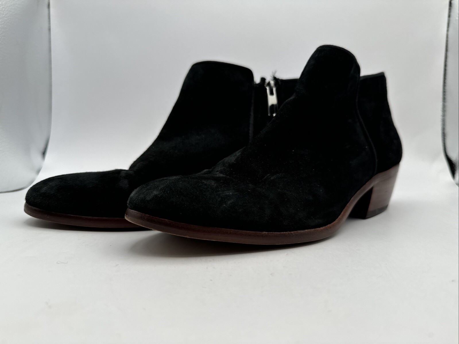 Sam Edelman Black Suede Leather Zip Up Ankle Boots Booties Women's Size 7M