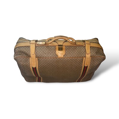 1980s Vintage Gucci Duffel Bag GG Monogram Soft Shell Suitcase