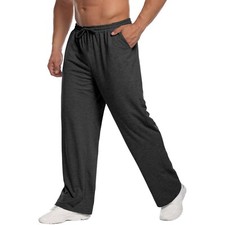 Mens Fleece Trousers Open Hem Bottoms Track Pants Casual Joggers Jogging S-5XL
