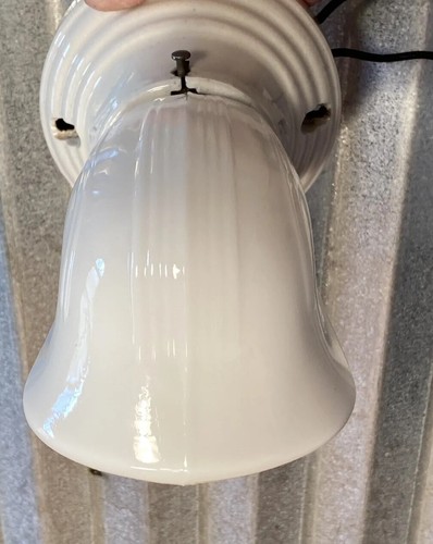 Antique Paulding Art Deco Milk Glass Porcelain Wall Sconce Bathroom MCM - Bild 2 von 19