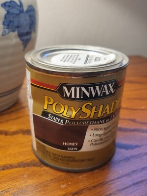 Minwax Polyshades HONEY  Stain & Polyurethane Satin 1/2 Pint, 8 oz NEW