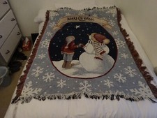 Tapestry Throw Blanket Make A Wish Tapestry Winter Fringe 50"x60" Made in USA