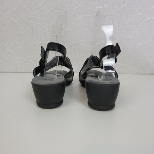 Trotters Lee Women Sandals Size 7.5 Black Leather CrissCross Slingback Wedge - Picture 9 of 11