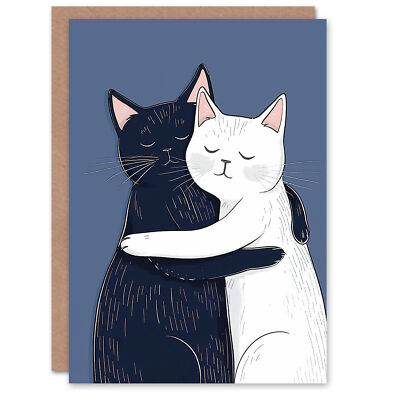 Geburtstagskarte Zwei Katzen umarmen niedlich süß Tier Liebe