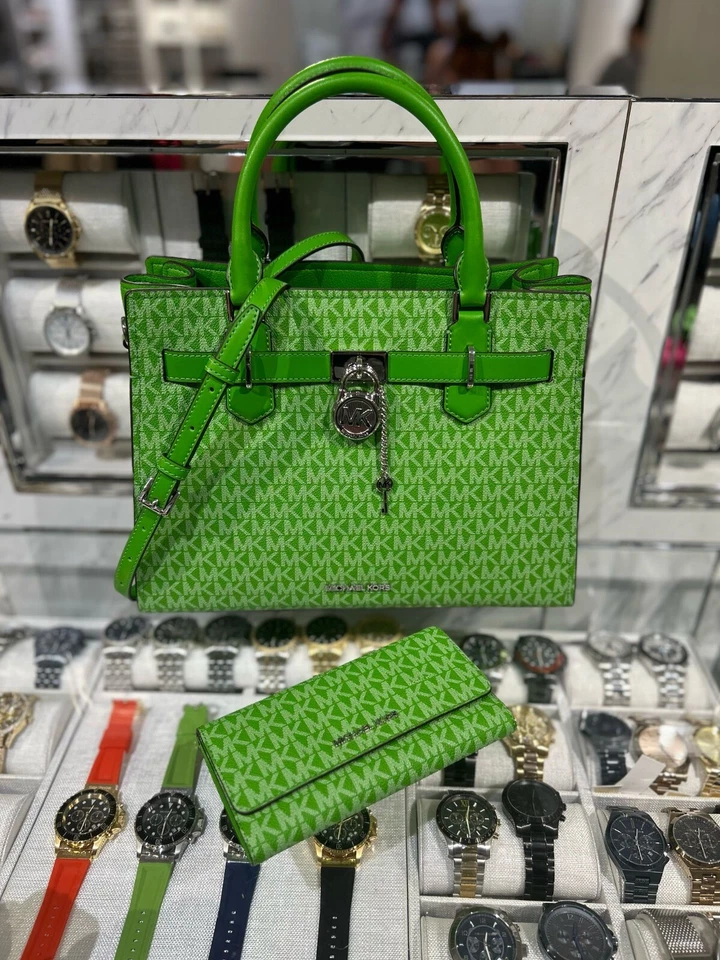 Michael Kors Mediano Bolso de Mano Cartera Mensajero Bandolera + Cartera Verde Foto 2 de 4