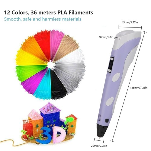 3D Stifte Set 3D Druck Stift mit 12Farben 120ft PLA Filament 3D Pen DIY Kinder - Bild 8 von 18