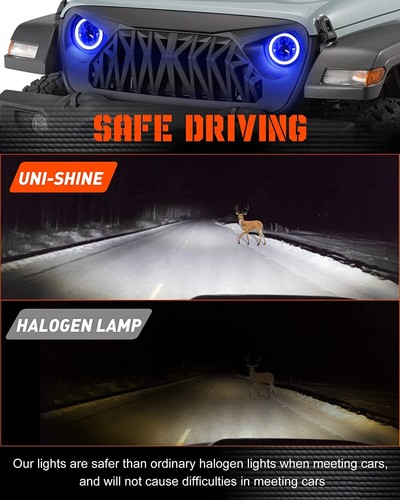 7" inch Round LED Headlights Blue Halo DRL fit Chevrolet Bel Air 1955 1956 1957 - Foto 2 di 8