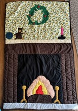 Vtg Handmade Christmas Quilt Fireplace Hearth Folksy Cottage Appliqu Feedsack