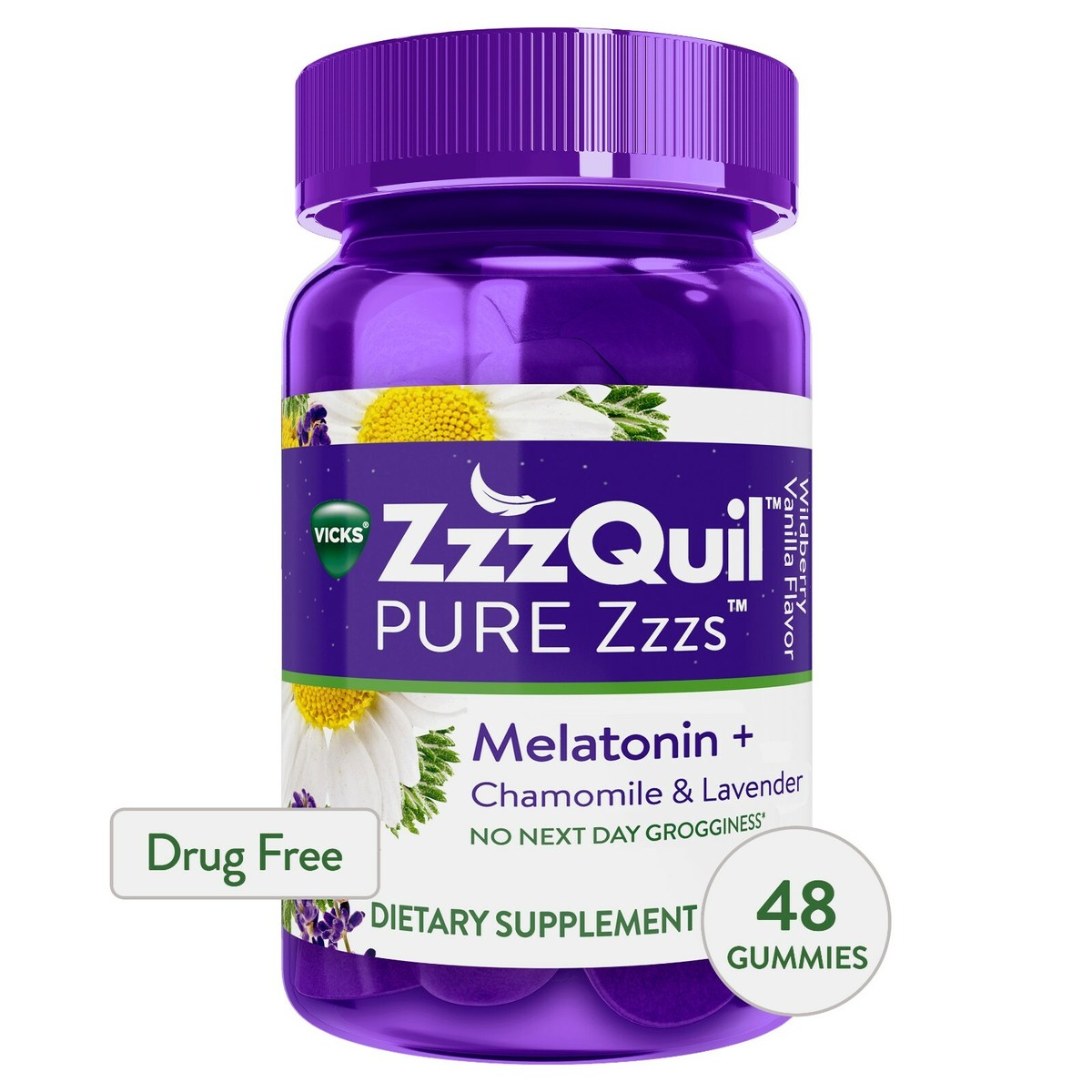 邦楽 Eins:Vier KISS IS SLEEPING PILLS Vicks ZzzQuil Pure Zzzs Melatonin Sleep Aid Gummies, 1mg, 48