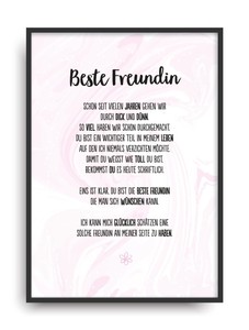 Geschenk Idee Karte Beste Freundin Der Welt A4 Poster Bild