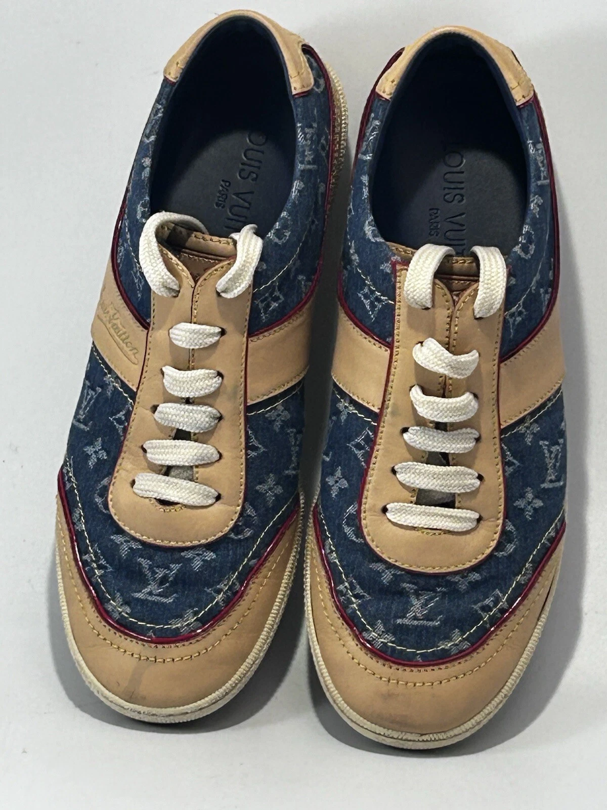 LOUIS VUITTON TRAINER Scarpe da ginnastica donna Louis Vuitton Monogram blu denim e beige ~ UK 4 5 US 6 EU 37