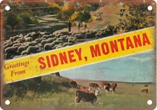 Sidney Montana Greetings From Postcard 12" x 9" Retro Look Metal Sign ZK42