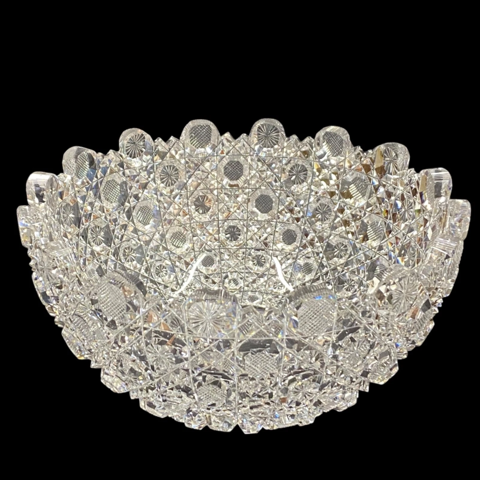 American Brilliant Period ABP Deep Cut Glass Crystal Bowl Harvard Pattern