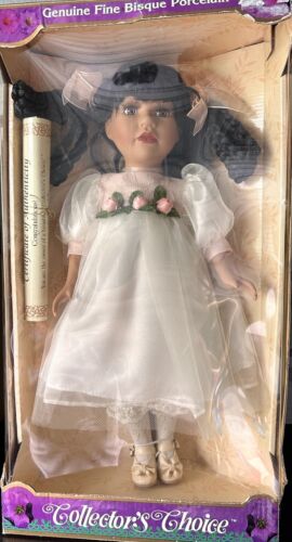 Vtg Bisque Porcelain Doll Collectors Choice New In Original Box White Dress